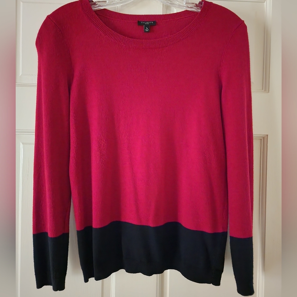 TALBOT'S SP RED AND BLACK PULLOVER SWEATER - EXCELLENT CONDITION
